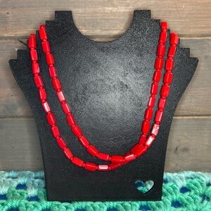 3/$10 Red Glass Bead Necklace